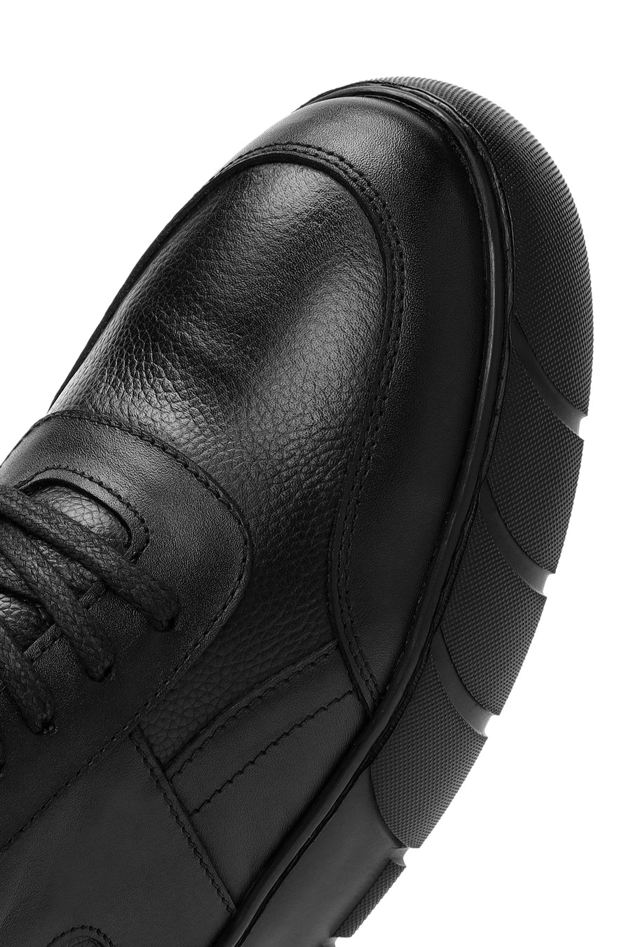 Men's Black Lace-up Leather Sneaker