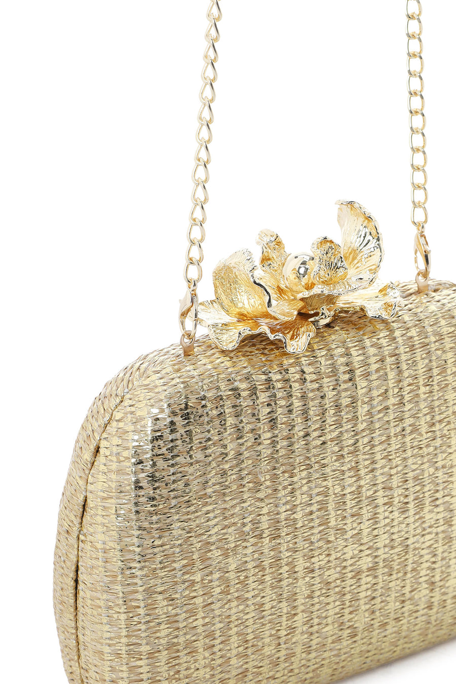 Women's Gold Long Strap Stone Mini Straw Evening Dress Box Clutch Bag