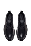 Male Black Lace-Up Thick-Soled Leather Casual Shoes | Derimod