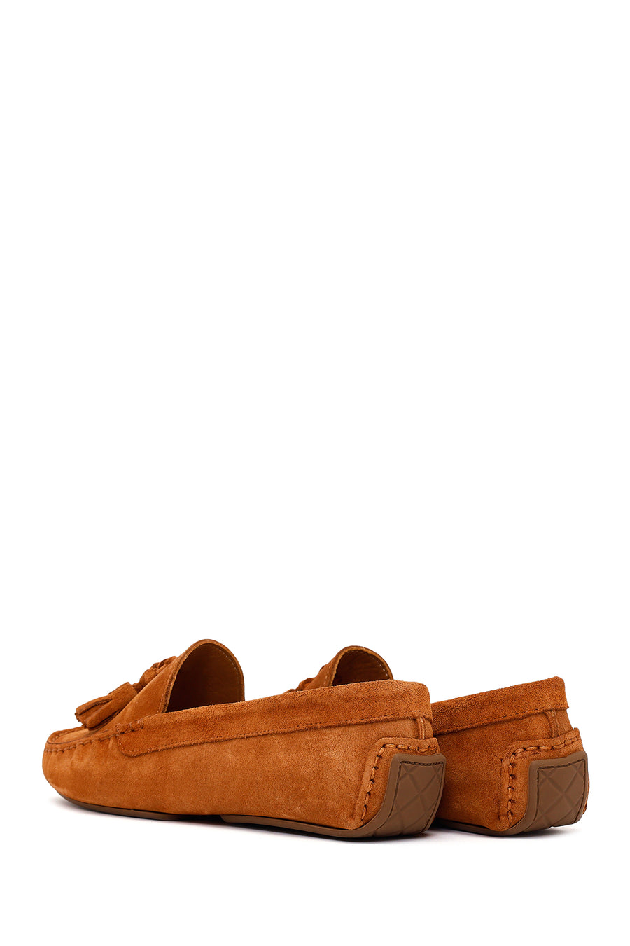 Woman Tan Tasselled Suede Leather Loafer