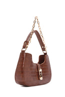 Women's Brown Long Strap Crocodile Patterned Handbag | Derimod