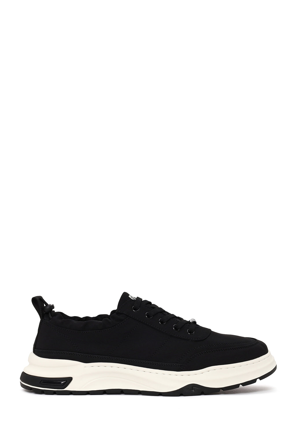 Erkek Siyah Bağcıklı Kumaş Casual Sneaker