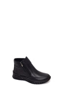 Woman Black Zip Closure Leather Comfort Boots | Derimod