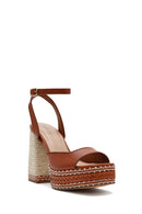 Kadın Taba Bilekten Tokalı Platform Yüksek Kalın Topuklu Sandalet | Derimod