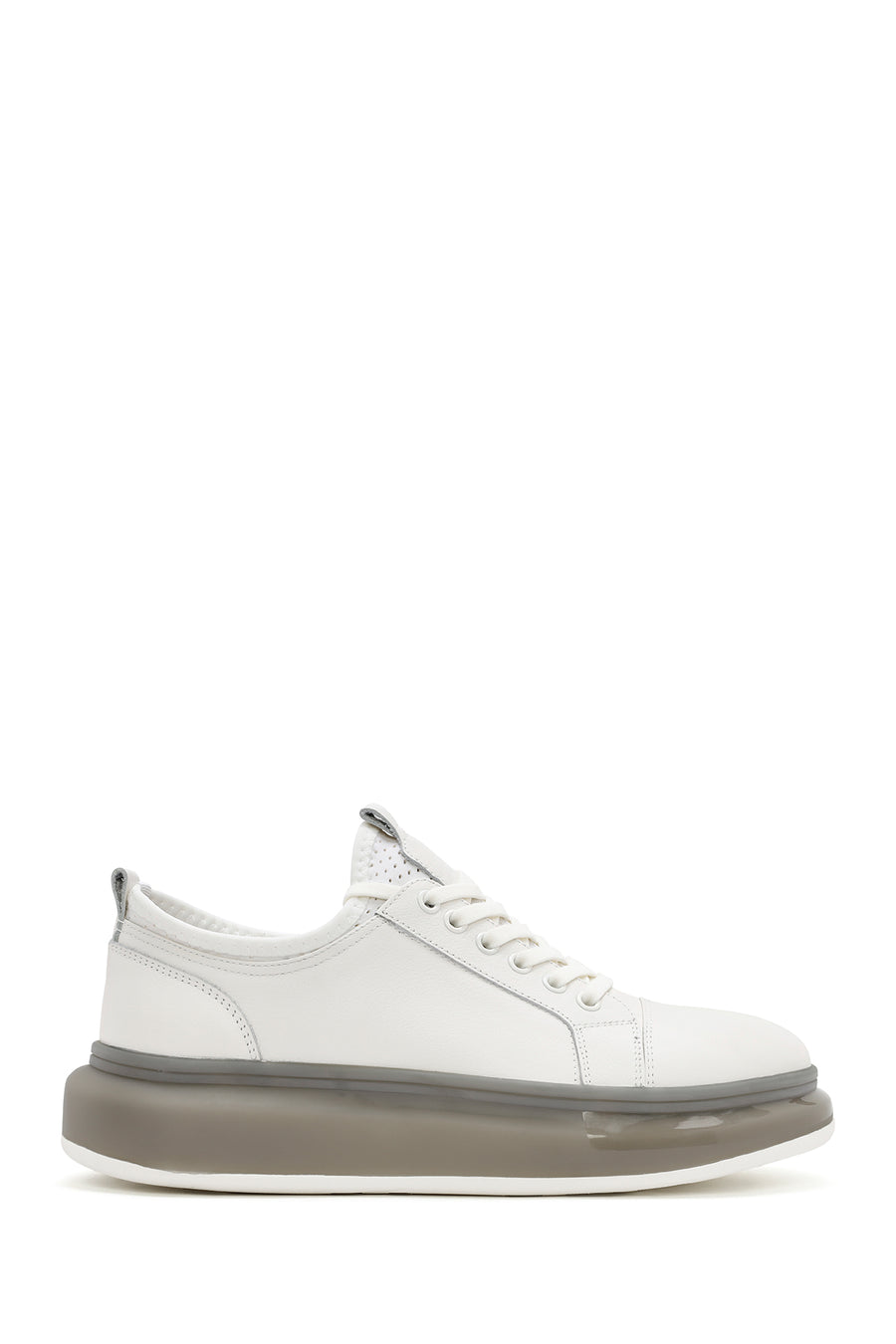 Men's White Thick Sole Lace Up Leather Sneaker 25SFD691418 | Derimod