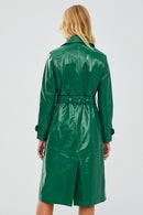 Beyonce Women's Green Leather Trench Coat | Derimod