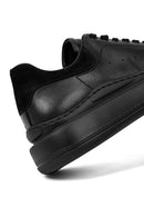 Erkek Siyah Bağcıklı Kalın Tabanlı Deri Sneaker | Derimod