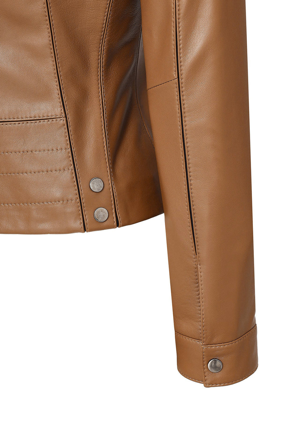 Linda Women's Camel Short Leather Jacket