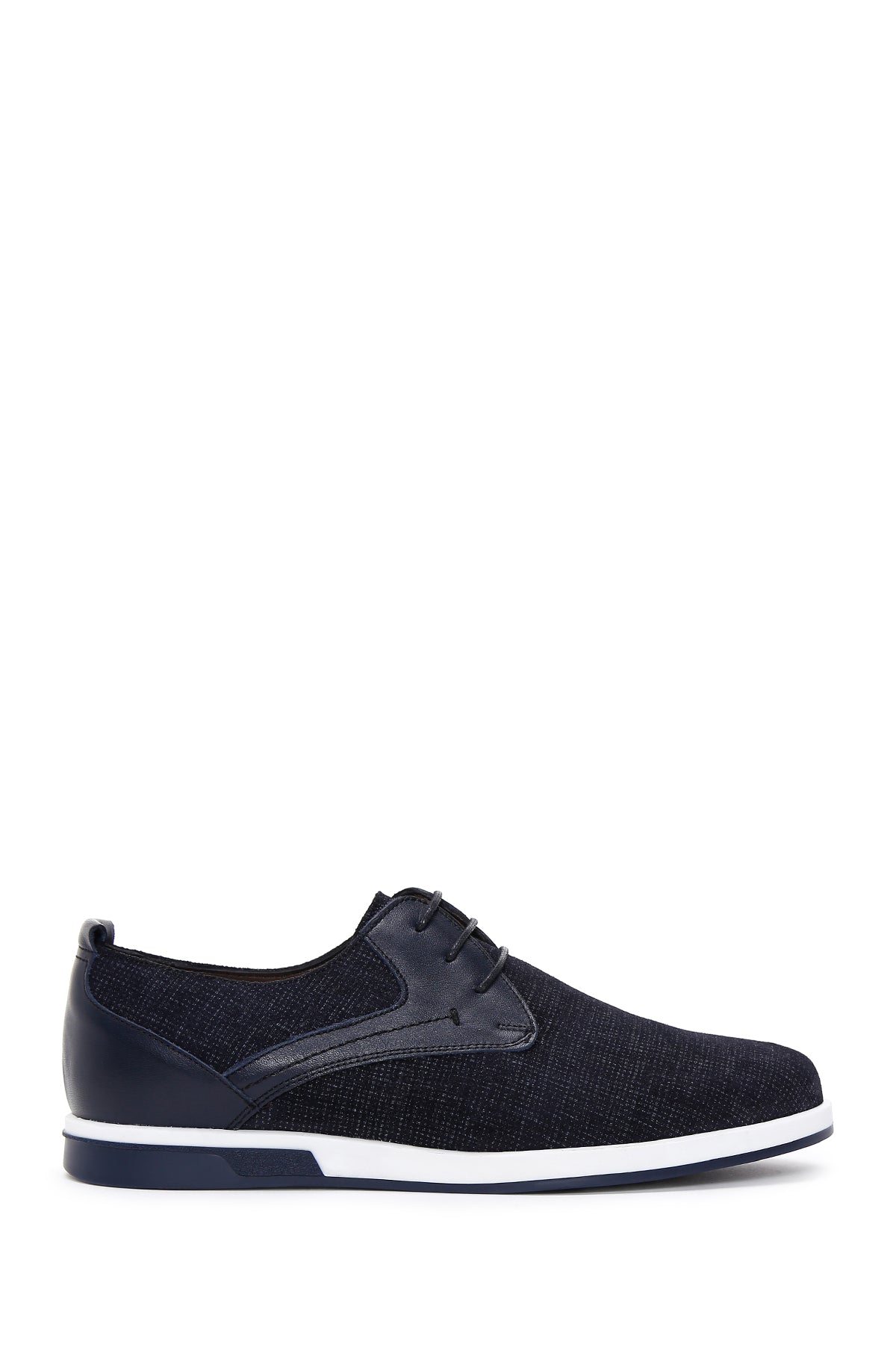 Men's Navy Blue Leather Casual Shoes 23SFD602414 | Derimod