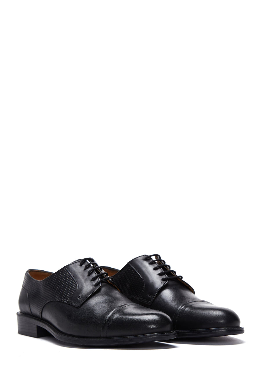Men's Black Leather Patterned Classic Shoes