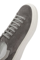 Men's Grey Lace-Up Thick-Sole Suede Leather Sneakers | Derimod