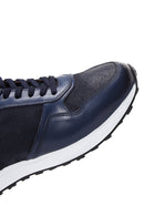 Men's Navy Blue Leather Sneaker | Derimod