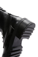 Women's Black Leather Zippered Boots | Derimod