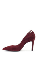 Kadın Bordo İnce Topuklu Süet Deri Stiletto | Derimod
