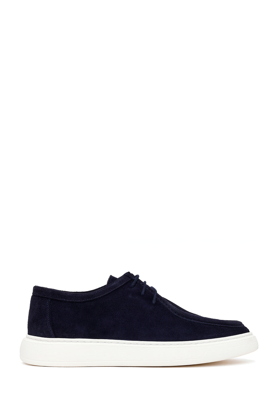 Male Navy Blue Lace-Up Thick-Soled Suede Casual Shoes 26SFD664010 | Derimod