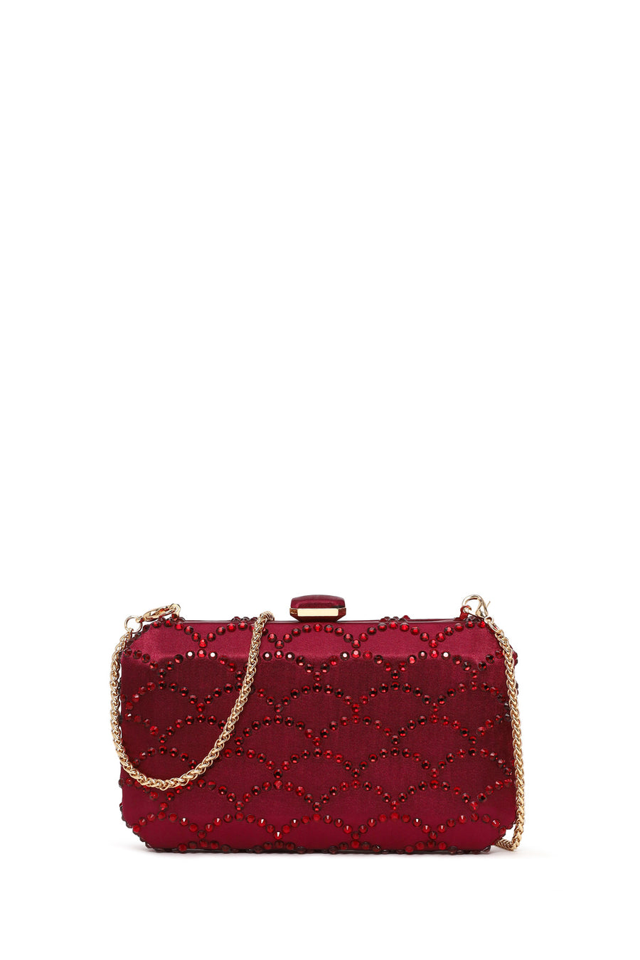 Woman Burgundy Long Chain Strap Stone-Embellished Mini Clutch Evening Bag 26PBD2739TS | Derimod