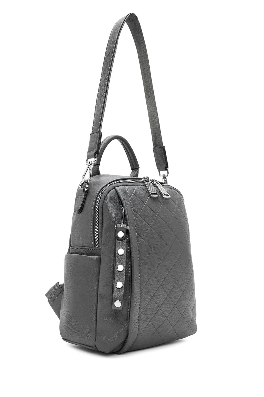Women's Gray Long Strap Printed Backpack