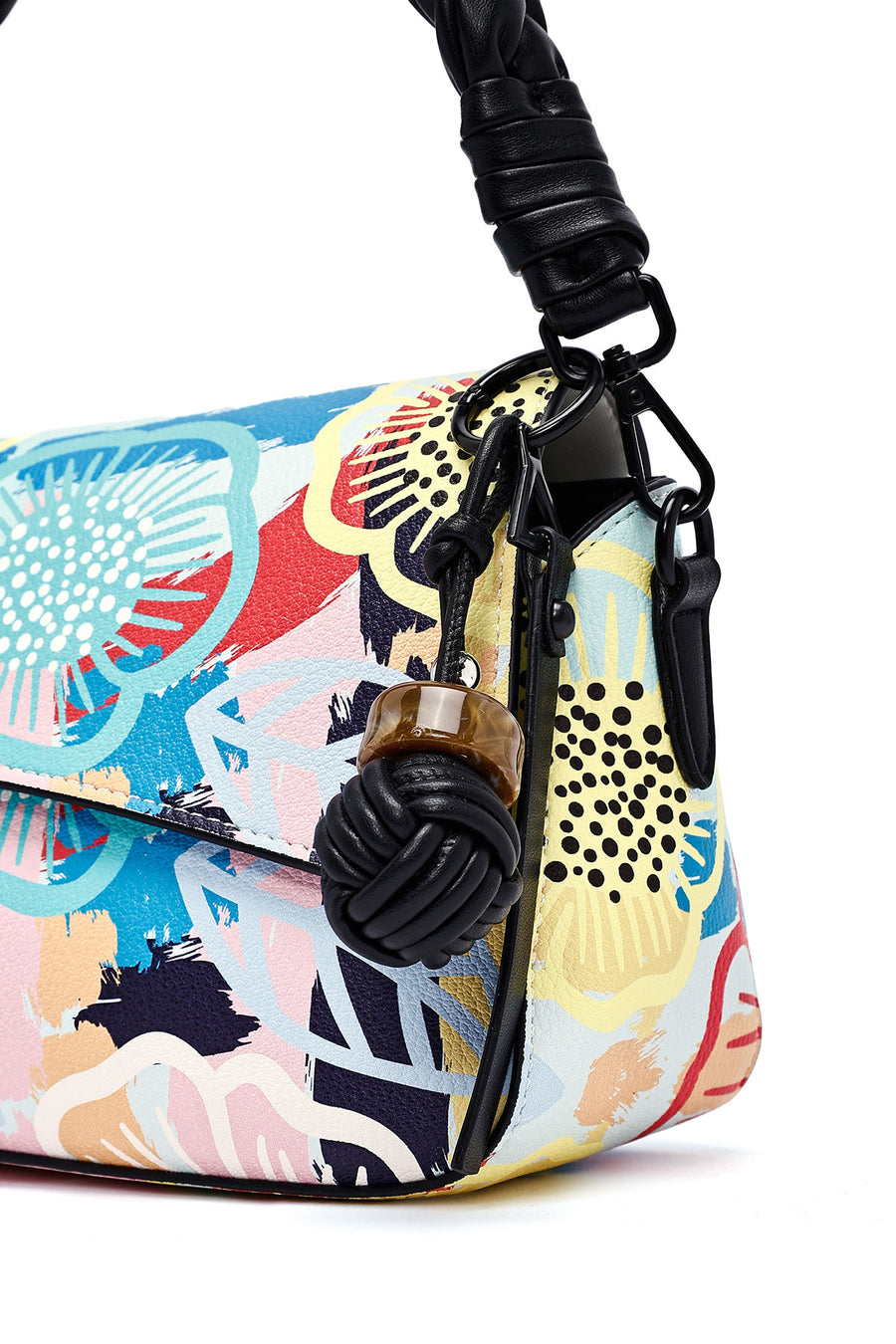 Women's White Long Strap Printed Shoulder Bag