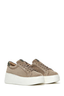 Women's Mink Suede Leather Thick Soled Sneaker | Derimod