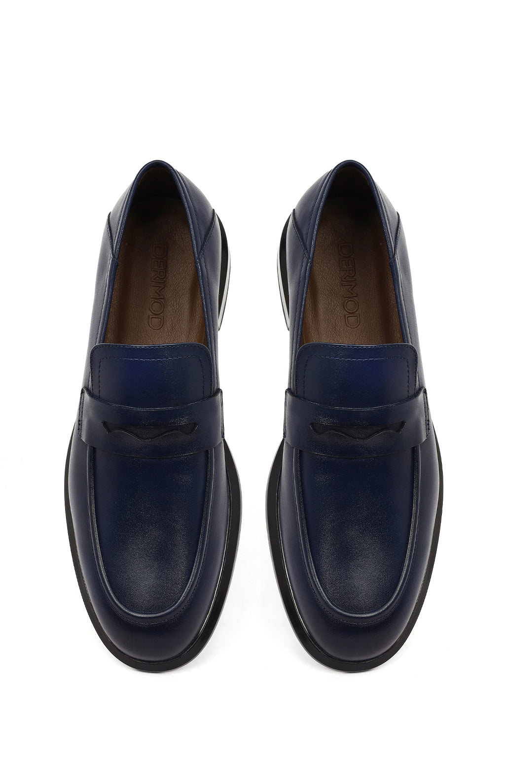 Erkek Lacivert Deri Casual Loafer