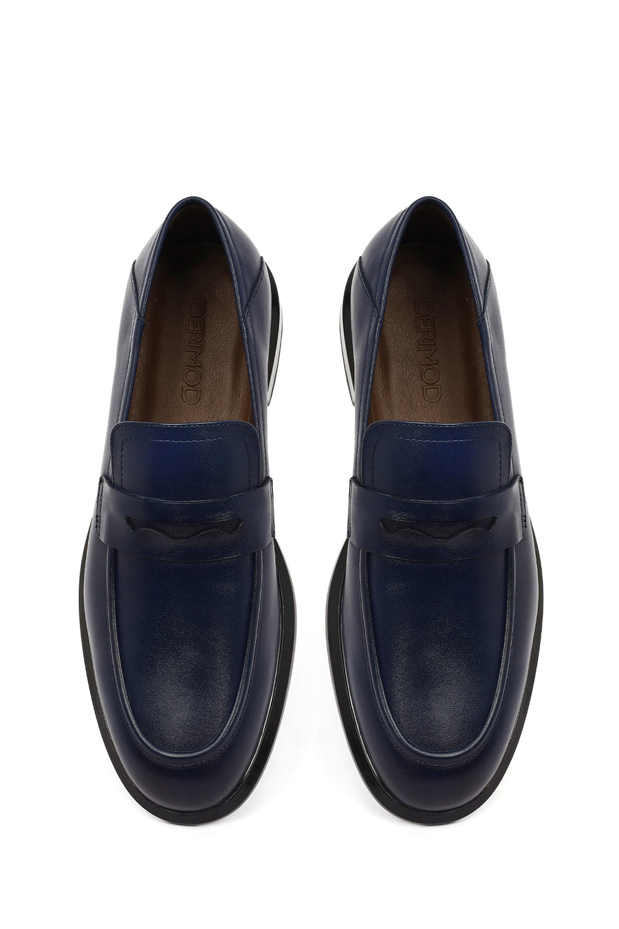 Men's Navy Blue Leather Casual Loafer