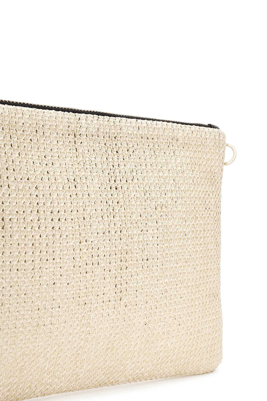 Women's Gold Long Chain Strap Straw Clutch Bag