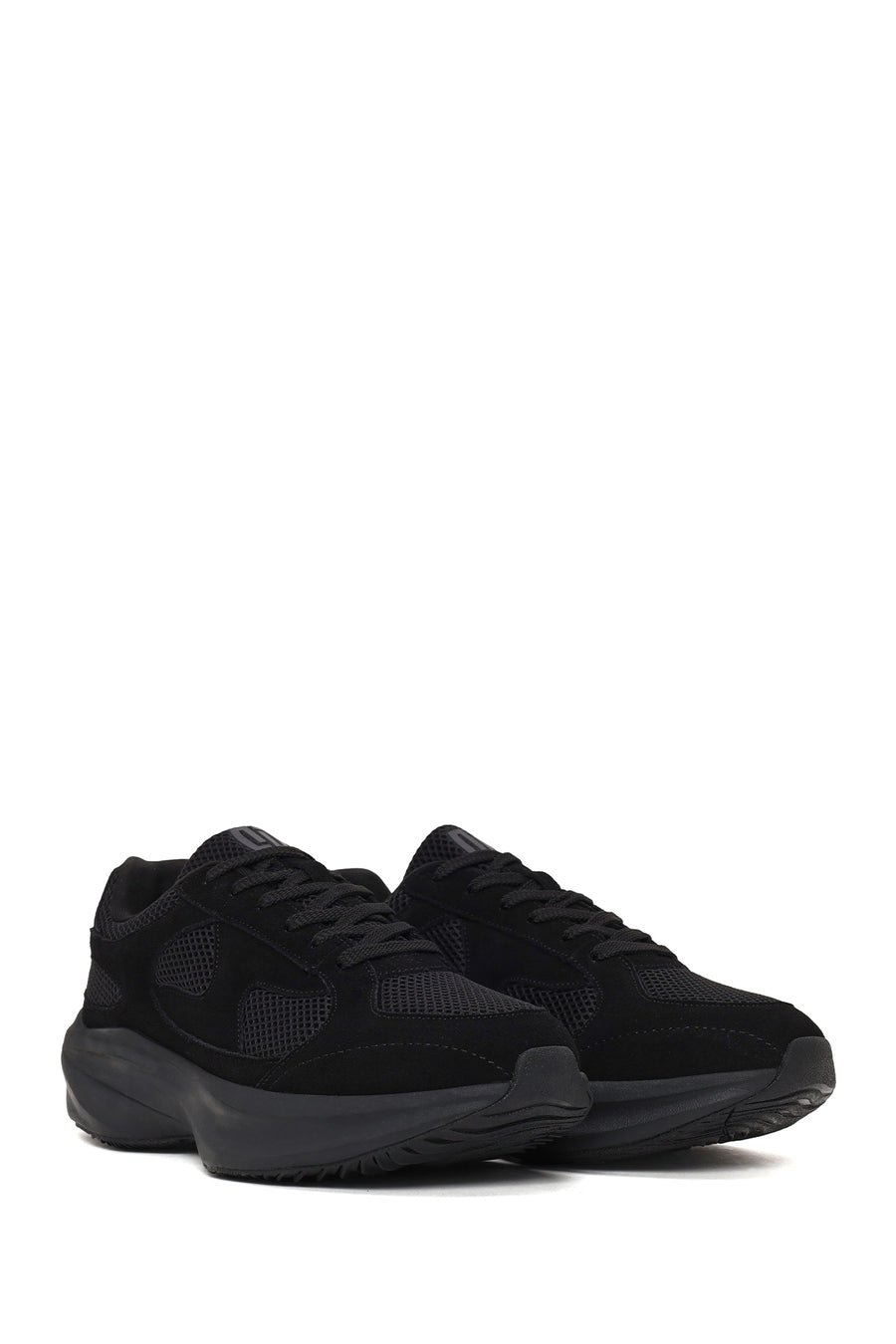 Erkek Siyah Bağcıklı Kalın Tabanlı Kumaş Sneaker