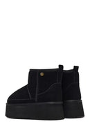 Woman Black Thick-Soled Suede Teddy Boots | Derimod