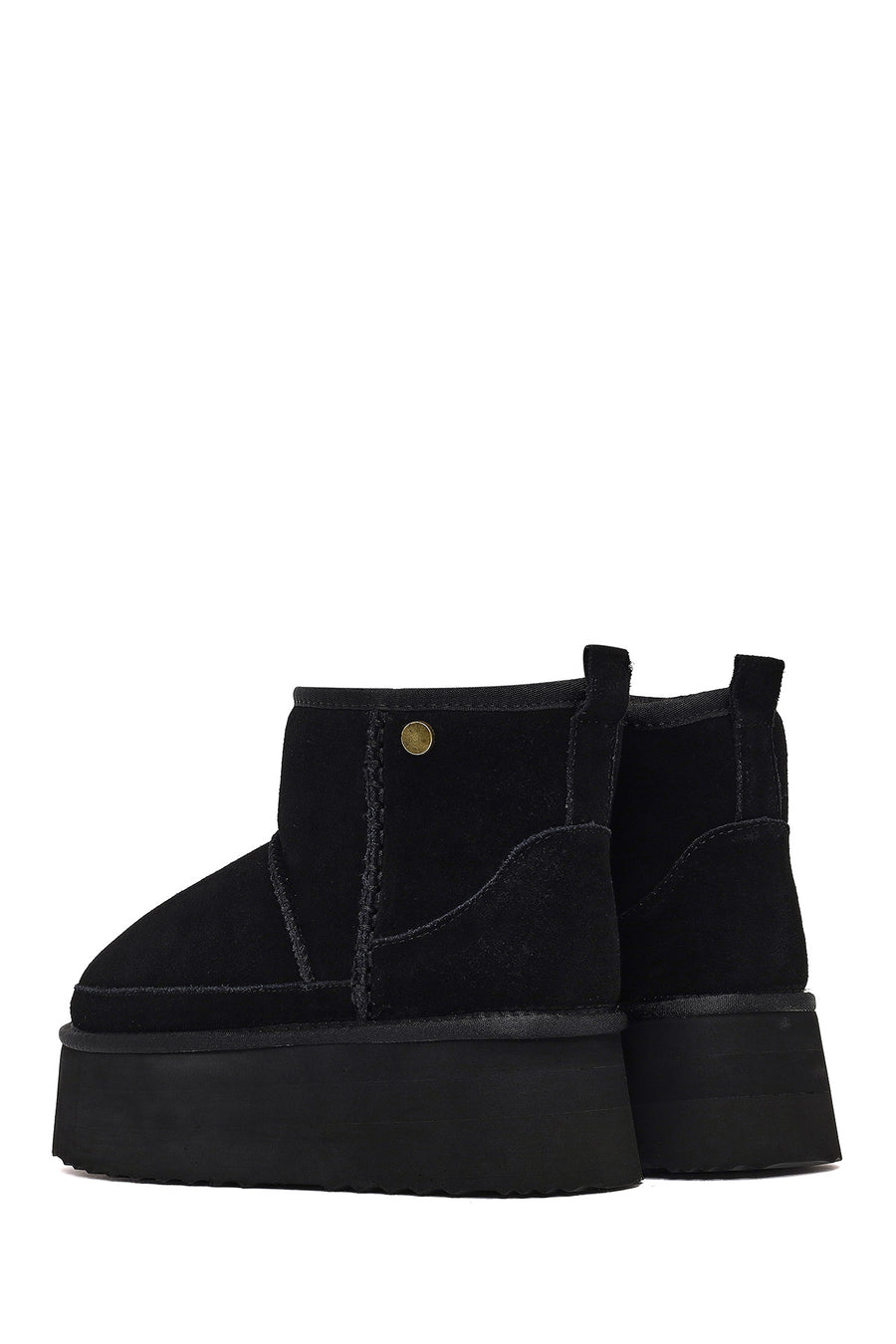 Woman Black Thick-Soled Suede Teddy Boots