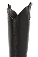 Woman Black Chunky Heels Leather Cowboy Boots | Derimod