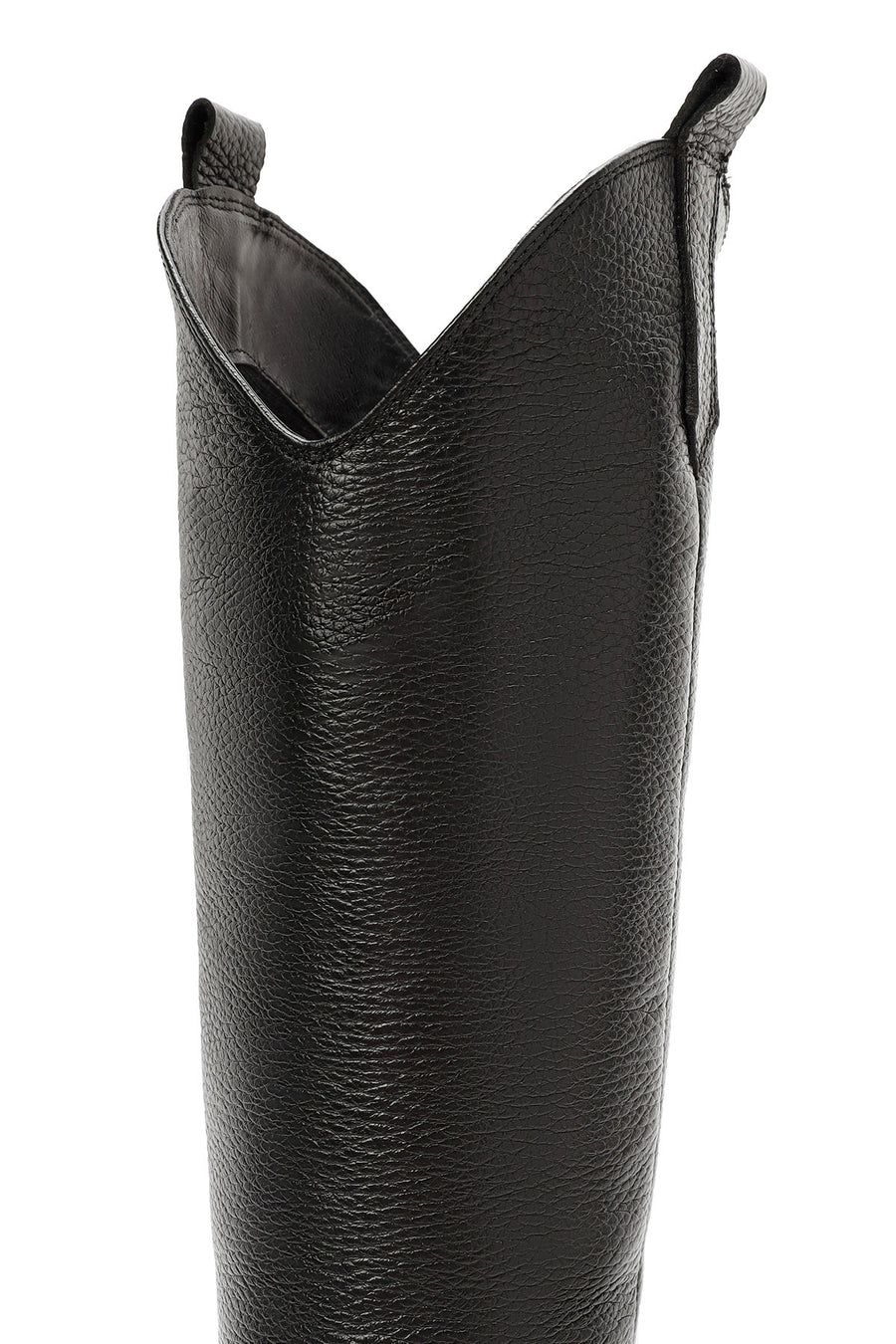 Woman Black Chunky Heels Leather Cowboy Boots