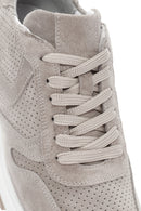 Women's Beige Lace-Up Suede Leather Sneaker | Derimod