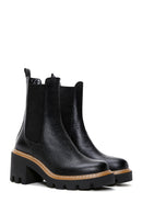 Women's Black Leather Heeled Chelsea Boots | Derimod