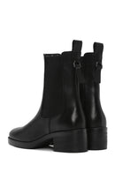 Women's Black Thick Heeled Leather Chelsea Boots | Derimod