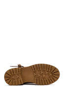Women's Tan Zippered Thick Sole Suede Leather Boot | Derimod