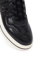 Men's Black Lace-up Thick-Sole Leather Sneaker | Derimod
