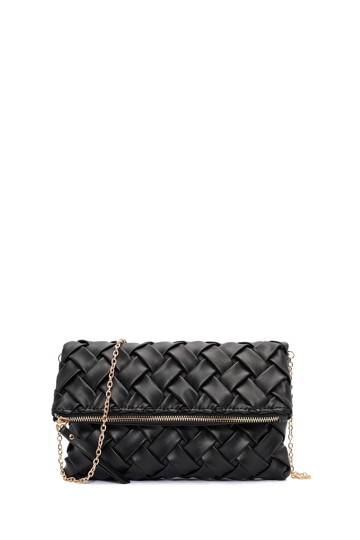 Women's Black Long Strap Braided Clutch Bag 24WBD295829 | Derimod