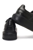 Erkek Siyah Bağcıklı Kalın Tabanlı Deri Sneaker | Derimod