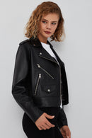 New Look Women's Black Biker Leather Jacket | Derimod