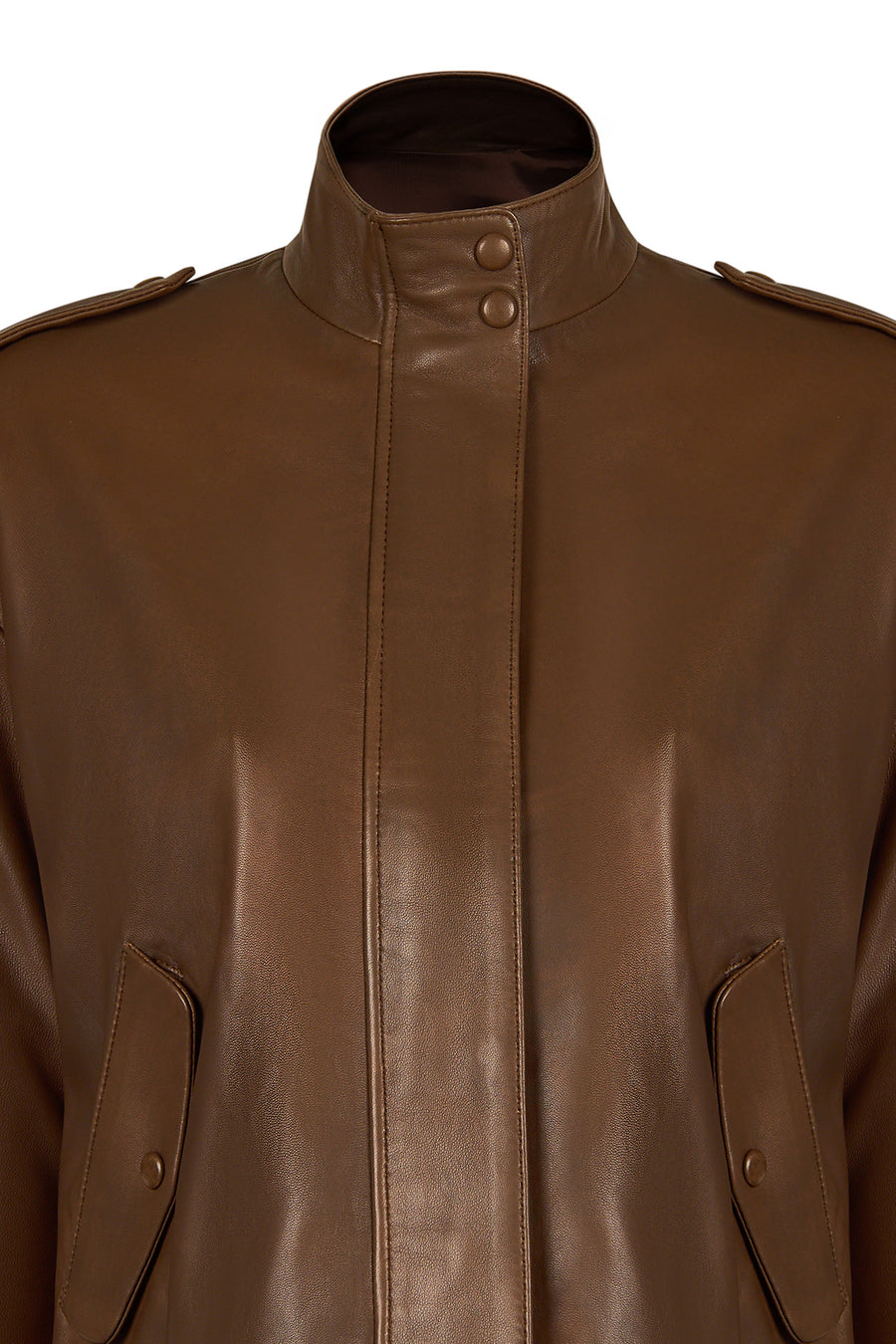 Vera Woman Brown Oversize Leather Jacket