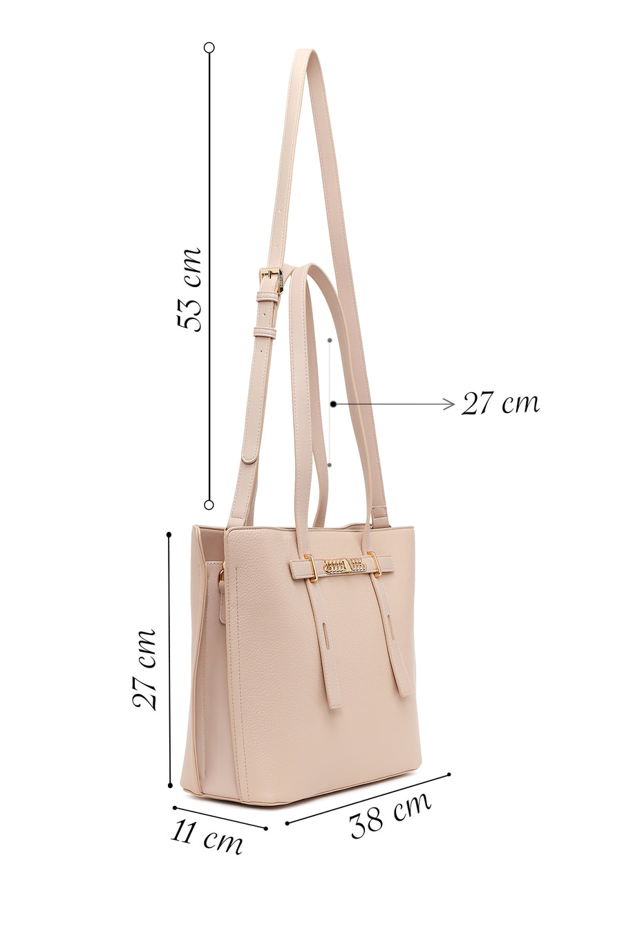 Woman Cream Long-Strap Shoulder Bag