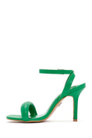 Women's Green Ankle Strap Thin Heel Sandals | Derimod