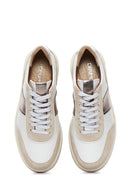 Women's Beige Leather Thick Soled Sneaker | Derimod