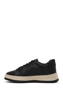 Male Black Lace-Up Thick-Soled Leather Sneaker | Derimod