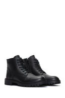 Men's Black Leather Zippered Casual Boots | Derimod