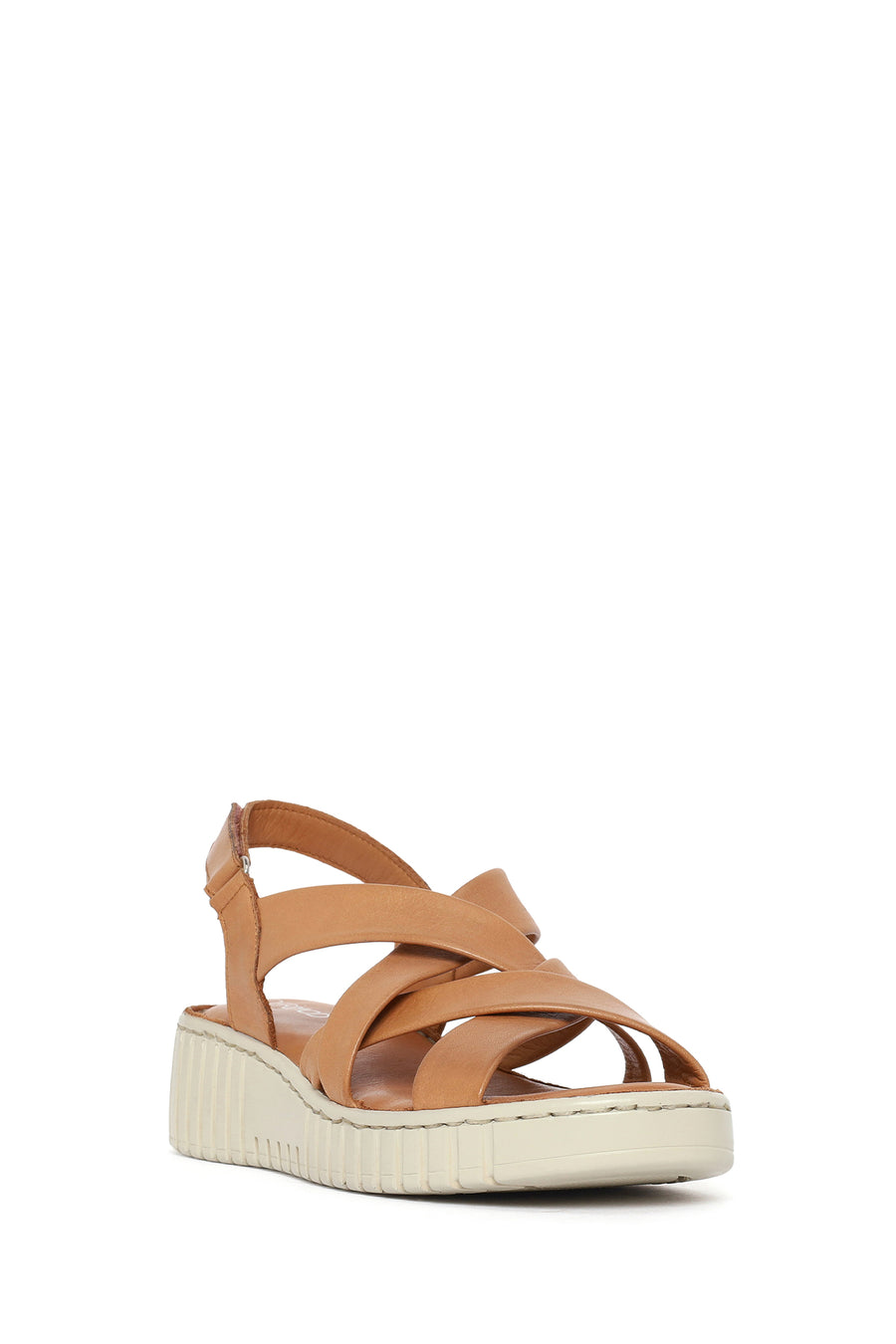 Woman Tan Chunky-Soled Leather Comfort Sandals