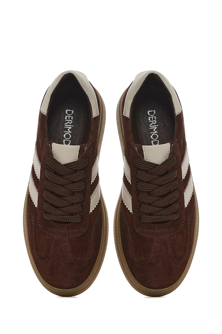 Woman Brown Lace-Up Suede Leather Sneaker
