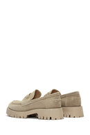 Women's Beige Thick Soled Suede Leather Masculine Loafer | Derimod