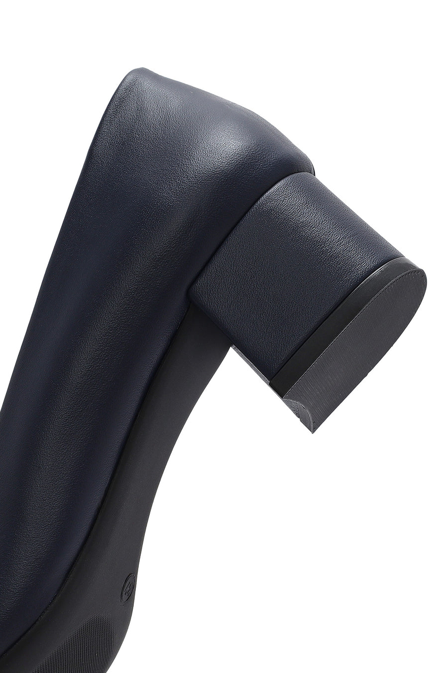 Derimod Flex Women's Navy Blue Short Thick Heeled Leather Shoes