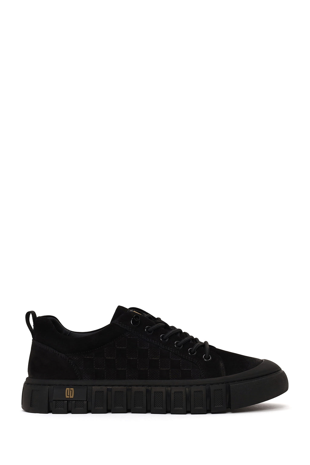 Erkek Siyah Bağcıklı Kalın Tabanlı Nubuk Deri Sneaker